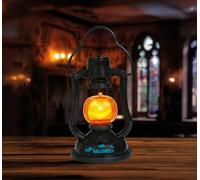 FIESTAS GUIRCA | Lanterna Zucca con Luce e Suono (15 cm) - Decorazione di Halloween per Feste e Celebrazioni - Illuminazione Ideale per Ambienti Inquietanti - Arancione e Nero