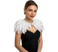FIESTAS GUIRCA | Mantello di Piume Bianco (30x90 cm) - Accessorio per Costume per Halloween, Carnevale e Feste in Maschera - Ideale per Tutti - Bianco