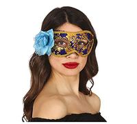 FIESTAS GUIRCA Maschera blu e oro con fiore