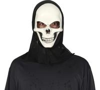 FIESTAS GUIRCA | Maschera da Teschio con Cappuccio in Plastica (Taglia Unica) - Accessorio per Costume per Halloween e Feste di Scheletri - Ideale per Adulto Unisex - Bianco e Nero
