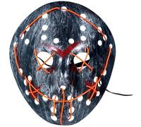 FIESTAS GUIRCA Maschera LED da Hockey in PVC Argento con Illuminazione LED, Halloween, Costume per Adulti, Accessorio per Carnevale e Feste in Maschera