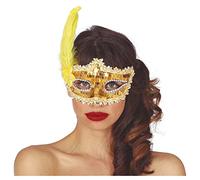 FIESTAS GUIRCA Maschera Oro con Penna