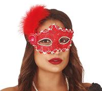 FIESTAS GUIRCA Maschera rossa con penna