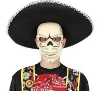 FIESTAS GUIRCA | Maschera Scheletro Messico (Taglia Unica) - Accessorio per Costume per Halloween e Giorno dei Morti - Ideale per Feste e Celebrazioni a Tema - Bianco