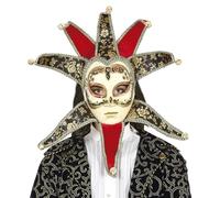FIESTAS GUIRCA Maschera veneziana a otto punte decorata rossa e oro donna