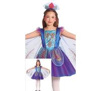 FIESTAS GUIRCA Meraviglioso costume da pavone per ragazze - Vestito da pavone blu e viola con ali - Costumi per bambine e ragazze da 7 a 9 anni