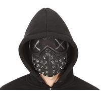 FIESTAS GUIRCA | Mezza Maschera con Spilli in Plastica (Taglia Unica) - Accessorio per Costume Medievale e Sado per Halloween e Feste in Maschera - Ideale per Adulti Unisex - Nero
