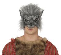 FIESTAS GUIRCA | Mezza Maschera in Vinile da Lupo Mannaro (Taglia Unica) - Accessorio per Costume di Lupo Mannaro per Halloween e Feste di Terrore - Adulto Unisex - Grigio