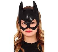 FIESTAS GUIRCA | Mezza Maschera Pipistrello Bambina Nera in PVC - Accessorio Costume per Gatta-Pipistrello a Halloween e Feste - Ideale per Bambine - Nero