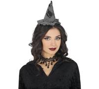 FIESTAS GUIRCA | Mini Cappello da Strega con CERCHIETTO - Accessorio per Costume da Strega per Halloween e Feste in Maschera - Ideale per Donna Adulta - Nero