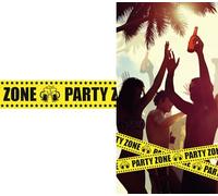 FIESTAS GUIRCA | Nastro Party Zone (6 m x 7,6 cm) - Decorazione per feste di addio al celibato, compleanni e celebrazioni con birra e bevande - Ideale per ambienti festivi - Giallo nero