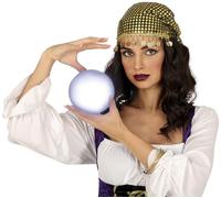 FIESTAS GUIRCA | Palla di Luce Vidente con LED (12 cm) - Decorazione Illuminante per Feste di Zingare, Videnti e Celebrazioni Mistiche - Ideale per Halloween e Carnevale - Bianco