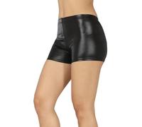 FIESTAS GUIRCA | Pantaloncini Metallizzati Neri (42-44/L) - Pantaloni Lucidi per Costume Anni '70 e Feste a Tema - Ideali per Donna Adulta in Carnevale e Halloween - Nero