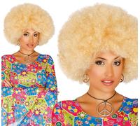 CARNEVALE HALLOWEEN PARRUCCA RIZOS RICCIA AFRO HIPPIE ANNI 70 EXTRA VARI COLORI