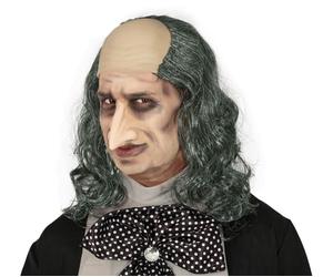 FIESTAS GUIRCA | Parrucca Calva con Criniera Grigia - Accessorio per Costume per Halloween e Feste a Tema - Ideale per Uomo Adulto - Perfetto per Personaggi come Mr. Smile - Grigio Naturale