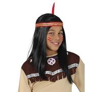 FIESTAS GUIRCA | Parrucca Chioma Indio Bambini (Taglia Unica) - Accessorio per Costume Unisex per Feste a Tema Indiano e Carnevale - Ideale per Bambini e Bambine - Nero