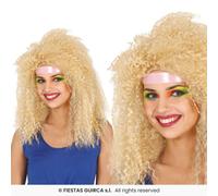 Fiestas Guirca Parrucca Da Donna Bionda Riccia Multicolore Boogie Disco 80s