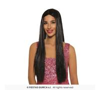 Fiestas Guirca Parrucca Donna Adulta Lunga Dritta Nastro Glamour Multi