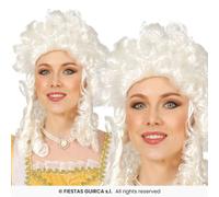 Fiestas Guirca Parrucca Donna Bianca Barocca Multicolore Riccia Seria Cosplay