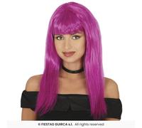 Fiestas Guirca Parrucca Donna Lunga Liscia Con Frangia Colori Multi 120gram