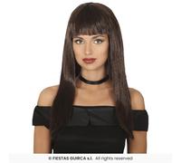 Fiestas Guirca Parrucca Donna Lunga Liscia Con Frangia Colori Multi 120gram