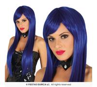 Fiestas Guirca Parrucca Donna Lunga LiscIa Con Frangia Colori Multi