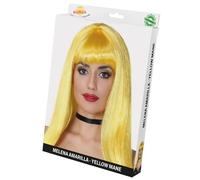 Fiestas Guirca Parrucca Gialla Giallo Oro Lunga Liscia con Frangia