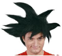 FIESTAS GUIRCA | Parrucca Guerriero Nera (Taglia Unica) - Unisex Adulto - Parrucca per Costumi Anime e Cosplay - Ideale per Halloween, Carnevale e Feste in Maschera - Nero