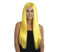 FIESTAS GUIRCA | Parrucca Lunga Liscia Gialla per Costume Donna - Giallo | Capelli Lunghi Lisci | Colore Acceso | Riga Centrale | Pelo Sintetico | Taglia Unica Adulto | Halloween, Carnevale