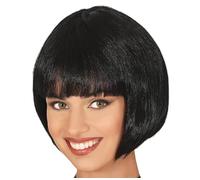 FIESTAS GUIRCA | Parrucca Media Lunghezza Nera (Taglia Unica) - Accessorio per Costume per Adulti - Ideale per Feste a Tema Anni '20, Carnevale, Halloween e Altro - Nero