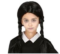 Parrucca con trecce mercoledi Addam horror cappelli neri per bambini carnevale
