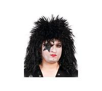 FIESTAS GUIRCA | Parrucca Rocker Nera (Taglia Unica) - Accessorio per Costume per Feste a Tema Rock e Celebrazioni - Ideale per Uomo Adulto a Halloween e Carnevale - Nero