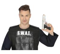 FIESTAS GUIRCA | Pistola Giocattolo Argentata - Accessorio per Costume da Poliziotto e SWAT - Ideale per Feste in Maschera, Carnevale e Halloween - Argento