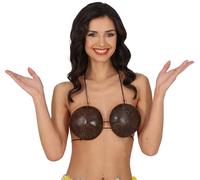 FIESTAS GUIRCA | Reggiseno Cocco Hawaiano - Top da Festa per Estate e Lauree - Accessorio per Costumi per Feste a Tema Hawaii e Celebrazioni Estive (Donna Adulta) - Marrone