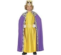 COSTUME BALDASSARRE CARNEVALE BAMBINO VESTITO PRESEPE RE MAGIO OCRA-VIOLA