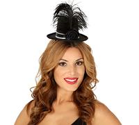FIESTAS GUIRCA, S.L. Mini cappello a tazza nero e rosa lucido piume donna