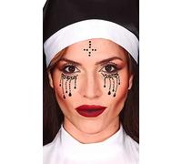 FIESTAS GUIRCA | Gioielli Facciali Adesivi Monaca per Adulti - Ideali per Costume di Halloween e Feste a Tema - Accessorio di Trucco - Nero