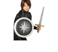 FIESTAS GUIRCA | Scudo Medievale e Spada per Costume (Scudo 35 cm, Spada 50 cm) - Accessorio Cavaliere Armatura per Carnevale, Feste a Tema, Halloween, Compleanni - Bambino Ragazzo - Nero Argento