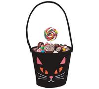 Secchiello per zucca di Halloween Decorazione inquietante Sacchetto per caramelle Arancione Nero Celebrazione Accenti moderni Travestimento creativo Divertente Sfumature spaventose Lecca-lecca Sorpren