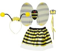 FIESTAS GUIRCA Set da ape per bambina, costume con ali e antenne, ideale per feste in costume, carnevale e celebrazioni di api, giallo e nero