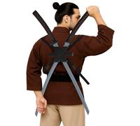 FIESTAS GUIRCA | Set di 2 Spade Samurai da Schiena (95 cm) - Accessorio per Costume da Guerriero Giapponese per Halloween e Carnevale - Ideale per Cosplay e Feste a Tema - Giocattolo - Nero