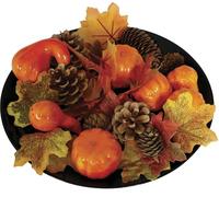 FIESTAS GUIRCA | Set di Foglie di Zucca e Ananas in PVC - Decorazione Spaventosa per Halloween e Feste a Tema - Ideale per Accessori - Arancione