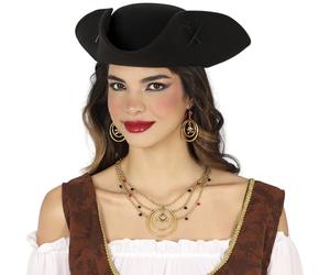 FIESTAS GUIRCA | Set di Orecchini e Collana Pirata in Metallo - Gioielli per Costume da Pirata, Zingara e Veggente - Accessorio per Feste e Carnevale - Donna Adulta - Oro