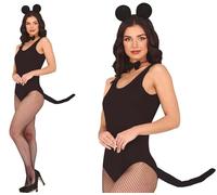 FIESTAS GUIRCA | Set Topolina con Cerchietto, Fiocco e Coda (Taglia Unica) - Accessorio per Costume da Donna Adulta - Ideale per Feste a Tema Animali e Addii al Celibato - Nero