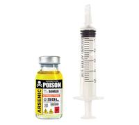 FIESTAS GUIRCA | Set Finta Boccetta di Veleno e Siringa per Costume - PVC | 2 Pezzi | Etichetta POISON ARSENIC | Realistico | 28 ml | Per Halloween, Carnevale, Feste a Tema