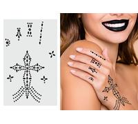 FIESTAS GUIRCA | Set Gemme Adesive per Costume Mani e Dita - Nero Lucido | Adesivi Neri Lucidi | Foglio Incluso | Motivo Croce e Cluster | Facile Da Applicare | Halloween, Carnevale, Feste