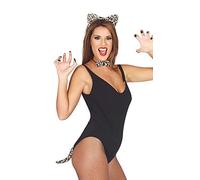 FIESTAS GUIRCA | Set Leopardo Diadema, Papillon e Coda (Taglia Unica) - Accessorio per Costume da Donna Adulta - Ideale per Feste a Tema Animali e Addii al Celibato - Nero e Marrone