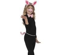 FIESTAS GUIRCA | Set Maialino 3 Pezzi per Adulti Unisex - Include Coda, Cerchietto e Naso - Accessorio per Costumi di Carnevale, Halloween e Altro - Ideale per Cosplay e Temi Animali - Rosa