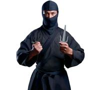 FIESTAS GUIRCA | Set Ninja 5 Pezzi con Pugnale Giocattolo (Taglia Unica) - Accessorio per Costume da Guerriero Giapponese - Ideale per Halloween, Carnevale e Feste a Tema - Per Tutti - Nero