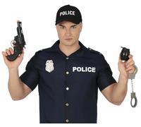FIESTAS GUIRCA | Set Polizia 4 Pezzi - Pistola Giocattolo e Accessori per Costume da Poliziotto - Ideale per Feste in Maschera, Carnevale e Halloween - Accessorio per Bambini e Adulti - Nero e Argento